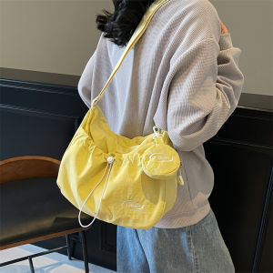 กระเป๋าสะพายข้างผู้หญิงแบบลำลองขนาดใหญ่ กระเป๋าสะพายข้างแบบสะพายไหล่เดียวสำหรับนักเรียนและเดินทางไปทำงาน กระเป๋าถือทรงสี่เหลี่ยมตั้ง