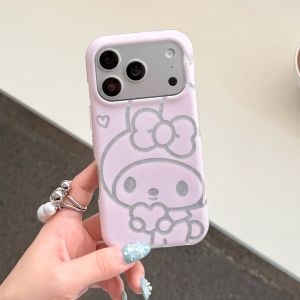 Sanrio | Cute Pink Melody Phone Case For iPhone 15 16 17 Pro Max Luxury Mirror Plated Clear Protective Cover Shockproof Fashion Girl Gift