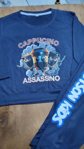 Baju Anak Laki Laki Piyama Assassinino Cappucino Anomali Tung Tung Sahur Celana Panjang 1-10 tahun