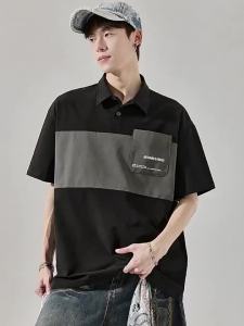 SZON | Áo Polo Mùa Hè Phối Màu Nhanh Khô Form Rộng