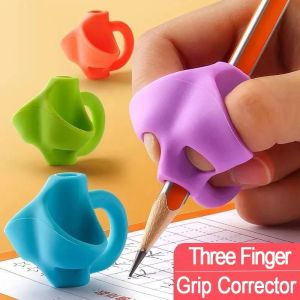 Soft Silicone Three Finger Pen Grips Student Writing Posture Correction Stationary Supplies Children Grip Posture Corrector