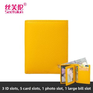 SIFULUN | Folding Genuine Leather Wallet Compact Card Holder