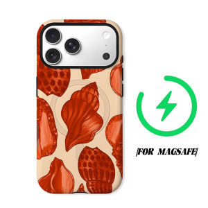 BILIBILI | Reddish Conch Print Phone Case for iPhone 18 17 16 15 14 13 12 11 Air Pro Max Plus Double-layer Cover