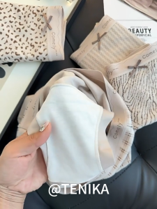 TENIKA  กางเกงในรุ่น เอวกลาง ลายเสือดาว กางเกงในไร้ขอบ เซ็กซี่ ระบายอากาศได้ดี Cotton Panties