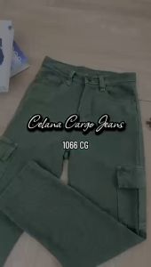 Cargo HW Loose Jeans - ARMY GREEN | BAYLE - 1066 CG JEANS