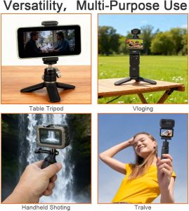 Mini Tripod for DJI OSMO Pocket 3 & 2 Portable Desktop Stand with 1/4" Screw Mount Comfortable Selfie Stick Handle Grip