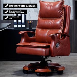 Modern Minimalist Executive Chair Genuine Leather Business Executive Chair For Home Computer Chair Reclining Massage Office Chair Desk Chair