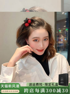 กิ๊บติดผมหางม้าสีแดงฝรั่งเศส ตกแต่งด้วยเพชร ทรงหางม้าสูง กิ๊บติดผมด้านหน้าทรงหัวเข็มขัด ดีไซน์หรูหรา เครื่องประดับผมสไตล์เกาหลีสำหรับเด็กผู้หญิง