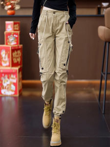 High Waist Elastic Casual Pants Women Spring Autumn New Loose Slimming Versatile Pure Cotton Workwear Trousers Korean Style