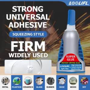LOOLIFL | LOOLIFL Super Glue Control Gel 0.176oz/5g Chai Trong Suốt Dành Cho Đồ Thủ Công Và Sửa Chữa Bằng Nhựa Gỗ Kim Loại Bộ 3 Món