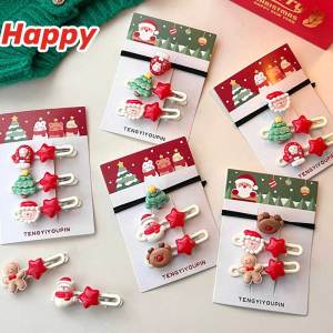 กิ๊บติดผมเด็กผู้หญิงแสนหวานปิ่นปักผมคริสต์มาสเครื่องประดับผมการ์ตูนคลิปด้านข้างสำหรับกิ๊บติดผมม้าน่ารักสำหรับนักเรียนของขวัญเครื่องประดับ