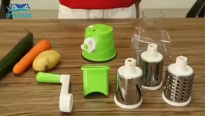 JYHOME Multifunctional Vegetable Shredder Household Tabletop Drum 3-in-1 Rotary Slicer Kitchen Magic Manual Grinder