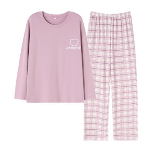 Miiow | Pure Cotton Sleepwear Womens Long Sleeve Round Neck Home Clothes Spring Autumn New Style Cat Person 2025 Loose Fit Pants