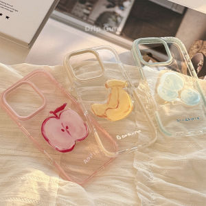 Transparent Fruit Pattern iPhone Case Simple Cute Korean Japanese Style Summer Freshness Creative Minimalist Apple Cover