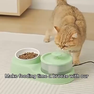 2 IN 1 Automatic Large Capacity Pet Water Fountain Feeder with Filter Cat Dog Water Dispenser Food Bowl 宠物自动喂食饮水一体机 Bekas Makanan Minuman Kucing Automatik