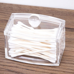 Desktop Dresser Storage Box Cotton Swab Storage Box Storage Box Cotton Puff Box Dustproof Strap Cover Transparent Acrylic