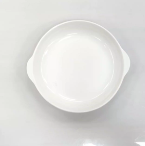 ABALONE DISH PLATE WHITE CERAMIC NESTING DINNER PLATE W/ DOUBLE HANDLES