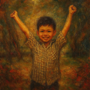 Tranh Nghệ thuật "Cậu Bé Lãng Mạn" VIETSMART ART - Acrylic 45 x 60cm