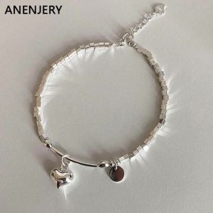 ANENJERY Love Heart Elbow Beaded Bracelet for Women Simple Daily Sweet Hand Jewelry Accessories pulseras mujer