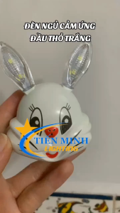 Đèn ngủ cảm ứng đầu thỏ trắng ánh sáng trắng dịu nhẹ tự động bật/tắt 4 bóng led trắng