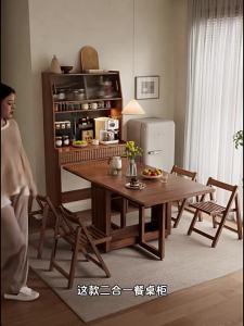 DONGMU | Folding Dining Table Integrated Solid Wood Sideboard