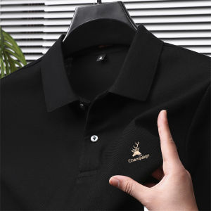 ผ้าฝ้าย 100 คุณภาพสูงเสื้อโปโลผู้ชายแฟชั่นกวางปักแขนสั้นฤดูร้อนประณีตเสื้อยืดแนวโน้ม Casual Menswear