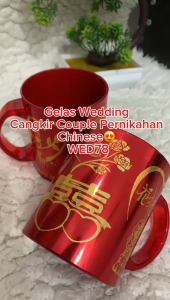 WED Gelas Wedding / Gelas Couple Pernikahan Chinese 2 pcs ( Tanpa Sikat Gigi ) WED78