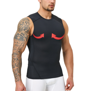 Mens Solid Color Body Shaper Tank Top Back Mesh Breathable Compression Shirt Slim Fit Fitness Workout Undershirt