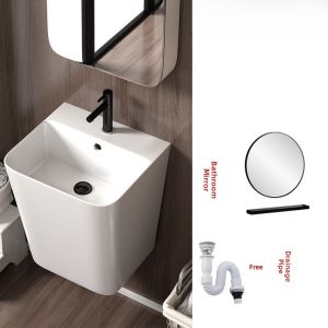 Wall-Mounted Ceramic Wash Basin Luxury Column Basin Bathroom Sink for Home Use And Homestay Single Hole Faucet Opening