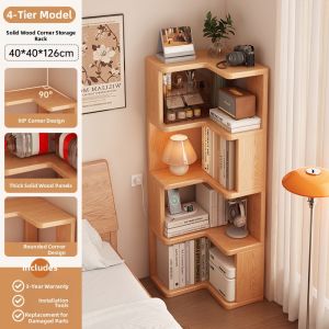 CHUJUN | Corner Multi-level Storage Solid Wood Bookcase