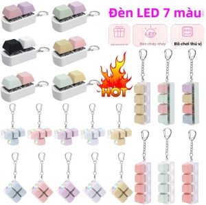 Bàn Phím LED Fidget Đồ Chơi Móc Khóa Có Nút Bấm Công Cụ Giảm Căng Thẳng Đầu Ngón Tay Đèn LED Chìa Khóa Mũ Để Giảm Lo Âu