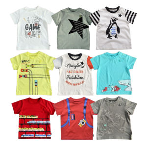 เสื้อยืดคอกลมแขนสั้นผ้าฝ้ายแท้สำหรับเด็กชายและเด็กหญิง ฤดูร้อน ลำลอง สไตล์ญี่ปุ่น เสื้อตัวบนแบบสวมสบายสำหรับเด็กวัยกลางคนและโต