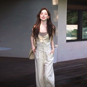 XUECAIQI | Slimming Fashionable Korean-style Vest and Bib Pants Set