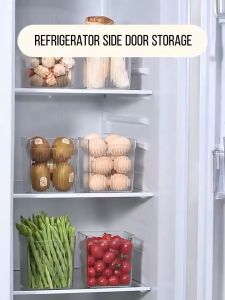 Transparent Multipurpose PET Plastic Fridge Organizer Bin Refrigerator Side Door Storage Shelf Basket