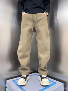 Thickened Fleece Lined Wide Leg Casual Pants American Style Warm Straight Cut Sports Trousers Loose Fit Youthful Polyester Fiber