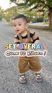 STRIBLYKIDS Setelan Baju Anak Laki Jumpsuit Overall Kaos Stripe Salur 1 - 6 Tahun