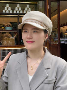 Artsy Clear Fashion Octagonal Cap Childrens Spring & Fall New Arrival All-Matching Painter Head Net Red Fashion Face-Showing Little Newsboy Hat