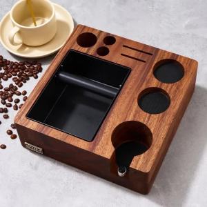 JUSTINLAU | Trạm Nén Cà Phê Bằng Gỗ JUSTINLAU Dành Cho Barista Kích Thước 54/58mm Kèm Hộp Đựng Bã Cà Phê Chất Liệu Gỗ Óc Chó Và Gỗ Beech Dùng Cho Gia Đình Và Quán Cà Phê.