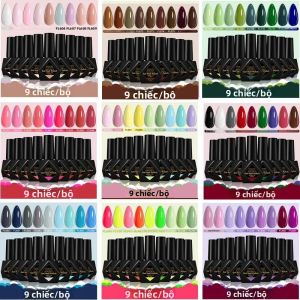 Bộ Sơn Gel Móng Tay 9 Màu HEMA FREE Làm Khô Bằng Đèn UV/LED Dùng Được Quanh Năm Bộ Dụng Cụ Làm Móng Nghệ Thuật Tự Làm Gel Lai Tẩy Được Dung Tích 12ml