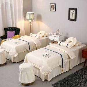 Chinese Solid Color Beauty Bedspread Four-Piece Set Bedspread Pure Cotton High-End Entry Lux Beauty Salon Special Massage Bed Sheets Classy
