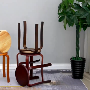 Solid Wood Stool Creative Round Stool Stylish Minimalist Dining Table Stool Modern Home Adult Simple Bentwood Stool Sturdy Durable Space Saving Multipurpose Seat For Kitchen Living Room And Balcony