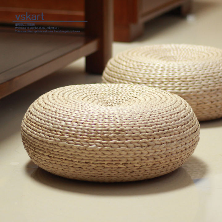 Floor Japanese Straw Futon Cushion Thick round Tea Ceremony Rattan ...