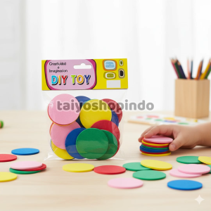 TAIYO Koin Belajar Bentuk Warna Hitung Angka Kayu Counting Coin Color Matematika Edukasi Mainan Anak