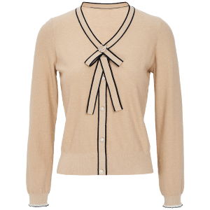 MY TENO | Black V-neck Knitwear With Button And Butterfly Knot MY TENO Womens Fashionable Versatile Spring Autumn New Style Regular Fit