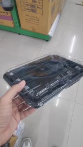 ( 25 ชุด ) กล่องข้าวสี่เหลี่ยมสีดำ PS S&C L-31 + ฝา PET  750 มล.  ( 3 หลุม )