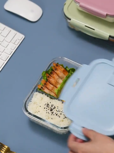 Glass Lunch Box With Divider Baunan Microwaveable Food Container Food Keeper Lunch Box for kid 410ml/640ml/1040ml