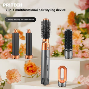 Pritech brand 2025 new high-end European and American style five in one multifunctional hair styling device hot air comb automatic curling iron dual purpose hair straightening and curling