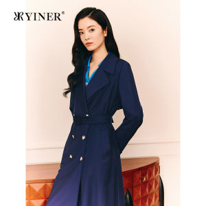 New Elegant Notch Collar Wool Blend Trench Coat
