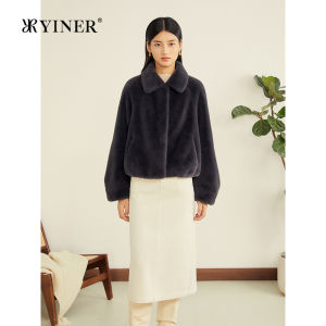 Eco-friendly Fur Winter Coat Lantern Sleeves Cocoon Short Jacket