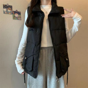 plus Size Womens down Cotton Jacket Thick Vest Fashionable Versatile Shoulder Pad Vest Outerwear for plus Size Sister